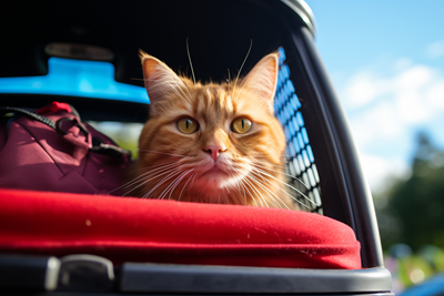 Image of Cat in back of a campervan