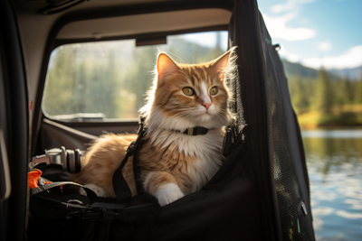 Image of Cat in rear of motorhome