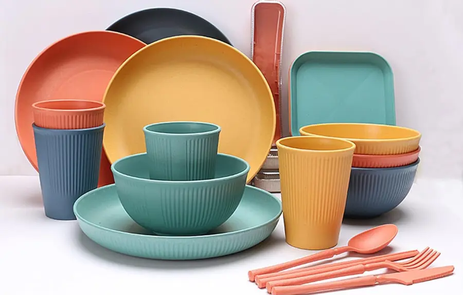 Image of Colourful 48pcs Unbreakable Camping Dinnerware Sets for 4 People Review