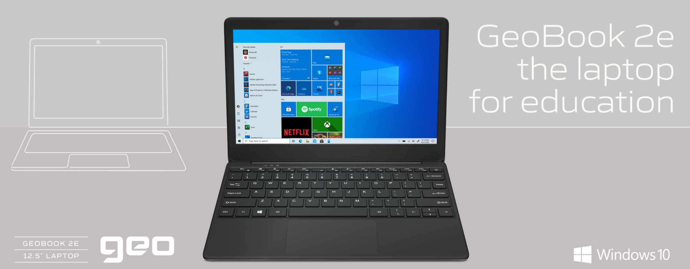 Image of GeoBook 2E 12.5-inch Laptop Windows 10 Intel Celeron 4GB RAM AC 64GB Review