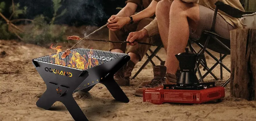 Image of Odoland Portable Camping Fire Pit with Detachable Cooking Grate