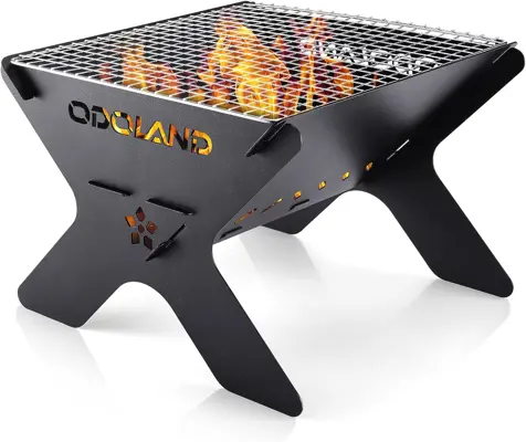 Image of Odoland Portable Camping Fire Pit with Detachable Cooking Grate